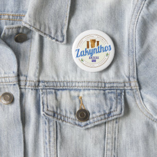 Zakynthos Island Griechenland Urlaub Vintag Souven Button