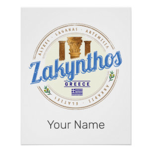 Zakynthos Island Griechenland Urlaub Vintag Souven Poster