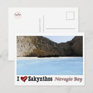 Zakynthos - Navagio Beach - I Liebe - Griechenland Postkarte