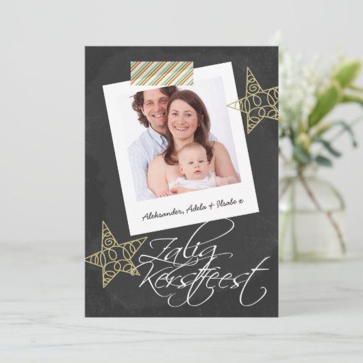 Zalig Kerstfeest Chalkboard Foto Rahmen und Band (Stehend Vorderseite)