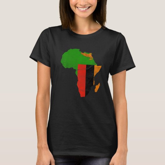 Zambia Flag Africa Continent Silhouette Gift for Z T-Shirt (Vorderseite)