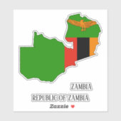 Zambia Flag Charming Patriotic Map Aufkleber (Blatt)