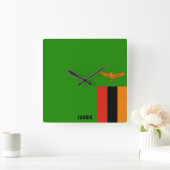 Zambia Flag Dazzling Patriotic Quadratische Wanduhr (Zuhause)