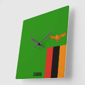 Zambia Flag Dazzling Patriotic Quadratische Wanduhr (Winkel)