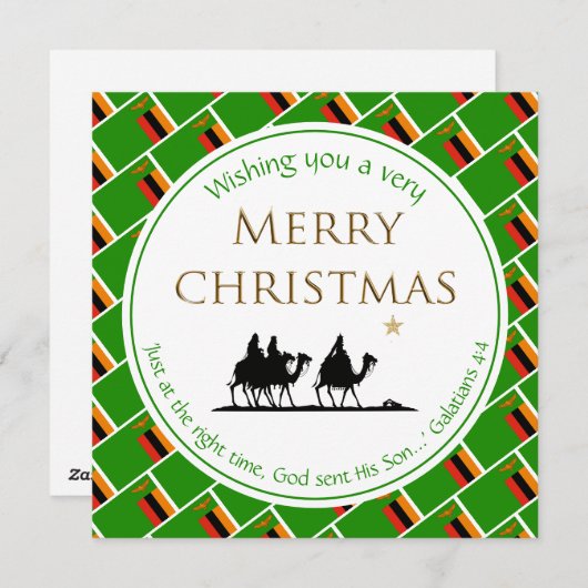 ZAMBIA FLAG Drei Weiße Männer ZAMBIAN Weihnachten (Vorne/Hinten)