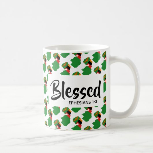 ZAMBIA FLAG | Gesegnet | Ephesians Scripting Kaffeetasse (Rechts)