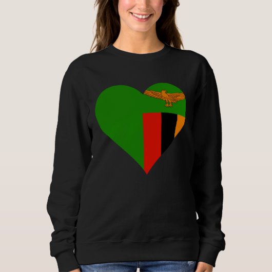 Zambia Flag Heart Zambia  Love Zambia Sweatshirt (Vorderseite)