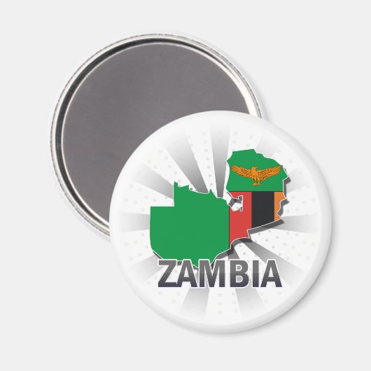 Zambia Flag Karte 2.0 Magnet (Vorderseite/Rückseite)