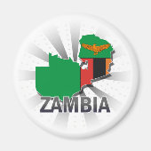 Zambia Flag Karte 2.0 Magnet (Vorne)
