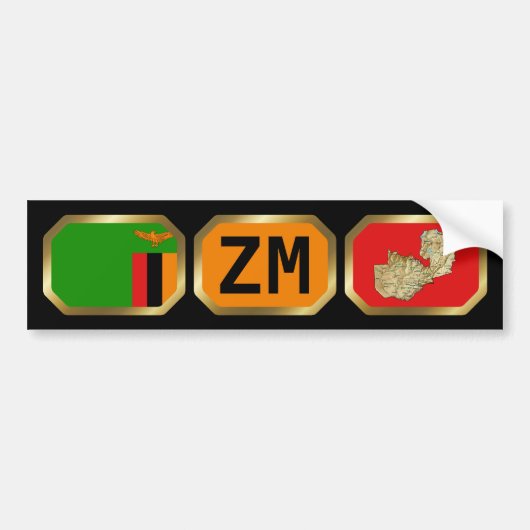 Zambia Flag Map Code Autoaufkleber (Vorne)