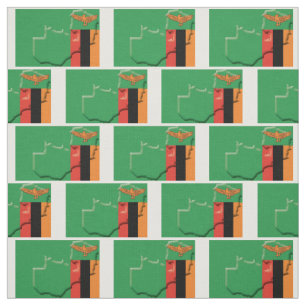 ZAMBIA FLAG Map Kontur Stoff