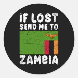 Zambia-Flagge, wenn sie mich nach Sambia geschickt Runder Aufkleber