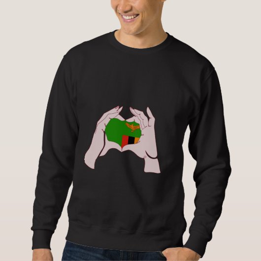 Zambia Handsign Heart Zambian Flag Zambian Pride Sweatshirt (Vorderseite)