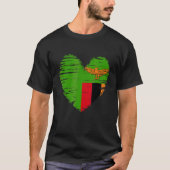 Zambia Herz sambische Flagge Sambischer Stolz T-Shirt (Vorderseite)