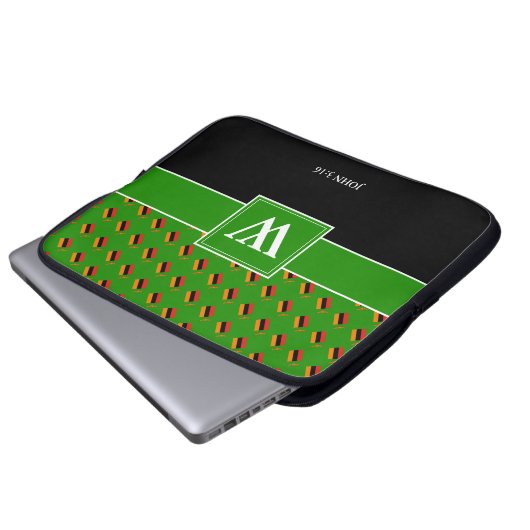 ZAMBIA Monogram Christlich JOHN 3:16 GRÜNES Notebo Laptopschutzhülle (Vorne Knopf)