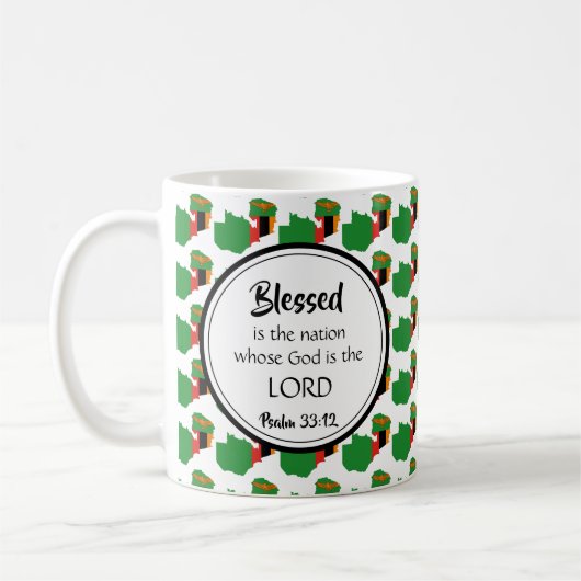 ZAMBIA Monogram gesegnete Nation Christlich Script Kaffeetasse (Links)
