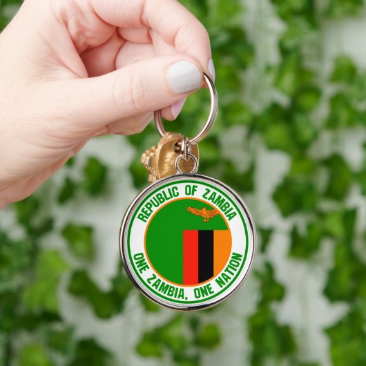 Zambia-RundEmblem Schlüsselanhänger (Hand)