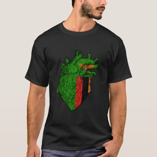 Zambian Flag Zambian Pride Zambia Heart Zambian Ro T-Shirt (Vorderseite)