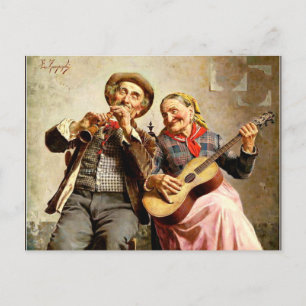 Zampighi - Süße Musik, Vintage-Gemälde Postkarte