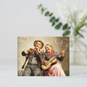 Zampighi - Sweet Music, Vintage Malerei Postkarte (Stehend Vorderseite)