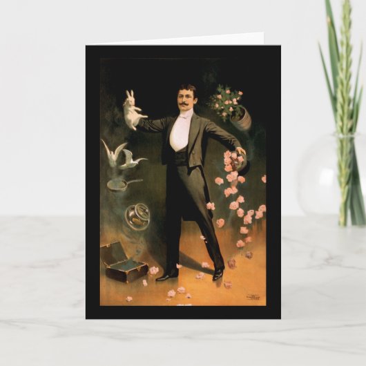 Zan Zig darstellend mit Kaninchen und Rosen Karte (Vorderseite)