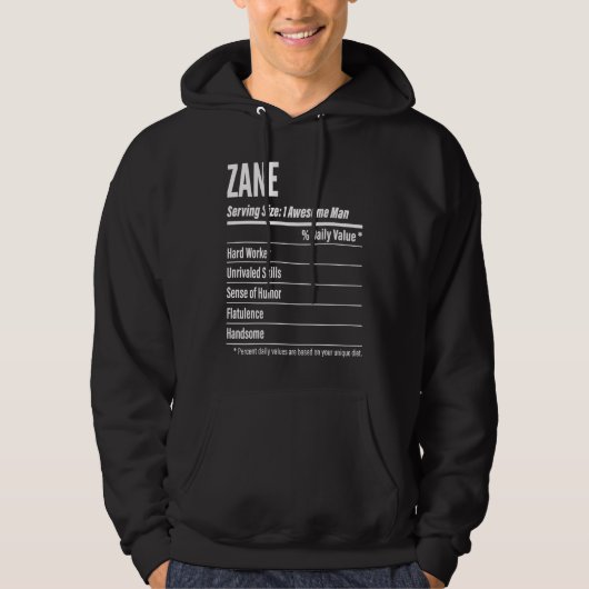 Zane Nutritional Facts Serving Size Calories Hoodie (Vorderseite)