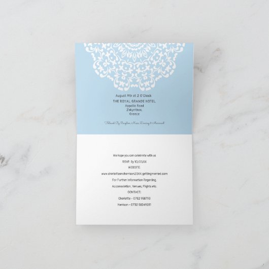 Zante Wedding Destination Einladung (Innenseite)