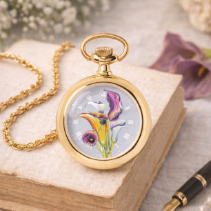 Zantedeschia-Blumen-Geschenk Eleganter Farbiger St Armbanduhr
