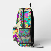 Zany Happy Vibes Flashback Cartoon Pattern Bedruckter Rucksack (Rechts)