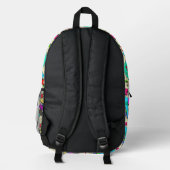 Zany Happy Vibes Flashback Cartoon Pattern Bedruckter Rucksack (Rückseite)