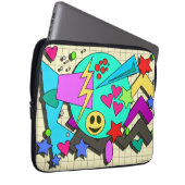 Zany Happy Vibes Flashback Cartoon Pattern Laptopschutzhülle (Vorne Rechts)