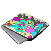 Zany Happy Vibes Flashback Cartoon Pattern Laptopschutzhülle (Vorne Knopf)