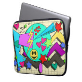 Zany Happy Vibes Flashback Cartoon Pattern Laptopschutzhülle (Vorderseite Links)