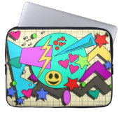 Zany Happy Vibes Flashback Cartoon Pattern Laptopschutzhülle (Vorderseite)