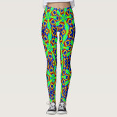 zany neon-grüne Sternenmuster Leggings (Vorderseite)