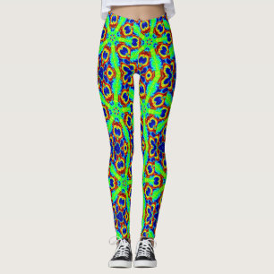 zany neon-grüne Sternenmuster Leggings