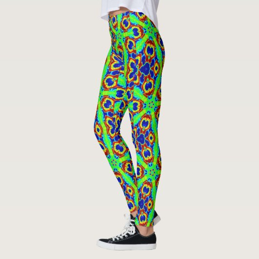 zany neon-grüne Sternenmuster Leggings (Links)
