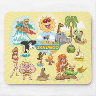 Zany San Diego Cartoon Mouse Pad Mousepad