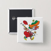 Zany Woman Running Clown Button (Vorne & Hinten)