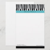 Zany Zebra Aqua Customized Designer Stationery Briefpapier (Vorne/Hinten)