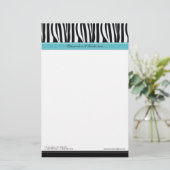 Zany Zebra Aqua Customized Designer Stationery Briefpapier (Stehend Vorderseite)