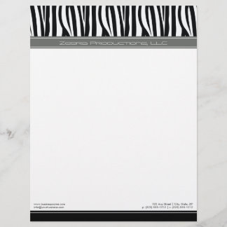 Zany-Zebra-Gray-Designer-Letterhead Briefbogen