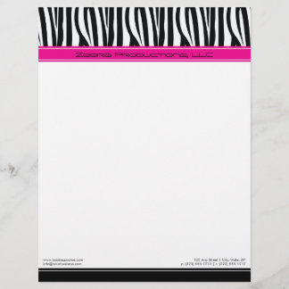Zany-Zebra-Hot-Pink-Designer-Letterhead Briefbogen