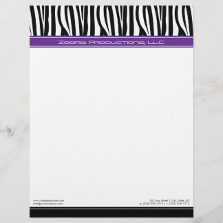 Zany Zebra Lila, angepasste Designer Letterhead Briefkopf