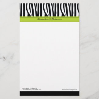 Zany Zebra Limone Designer-Stationierung Briefpapier
