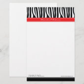 Zany Zebra Red Customized Designer Stationery Briefpapier (Vorne/Hinten)