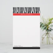 Zany Zebra Red Customized Designer Stationery Briefpapier (Stehend Vorderseite)