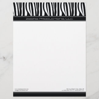 Zany-Zebra-Schwarz-Designer-Letterhead Briefbogen
