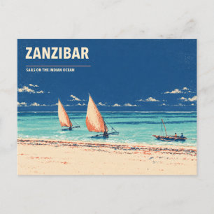 Zanzibar-Dhaus am Strand Indischer Ozean Postkarte