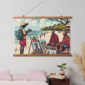 ZANZIBAR MASAI WALL TAPESTRY WANDTEPPICH MIT HOLZRAHMEN (Schlafzimmer)